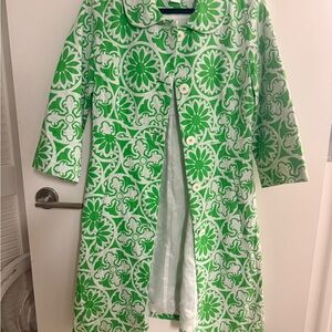 Lilly Pulitzer Green Floral Swing Coat Size 8 Palm Beach Resort Jacket